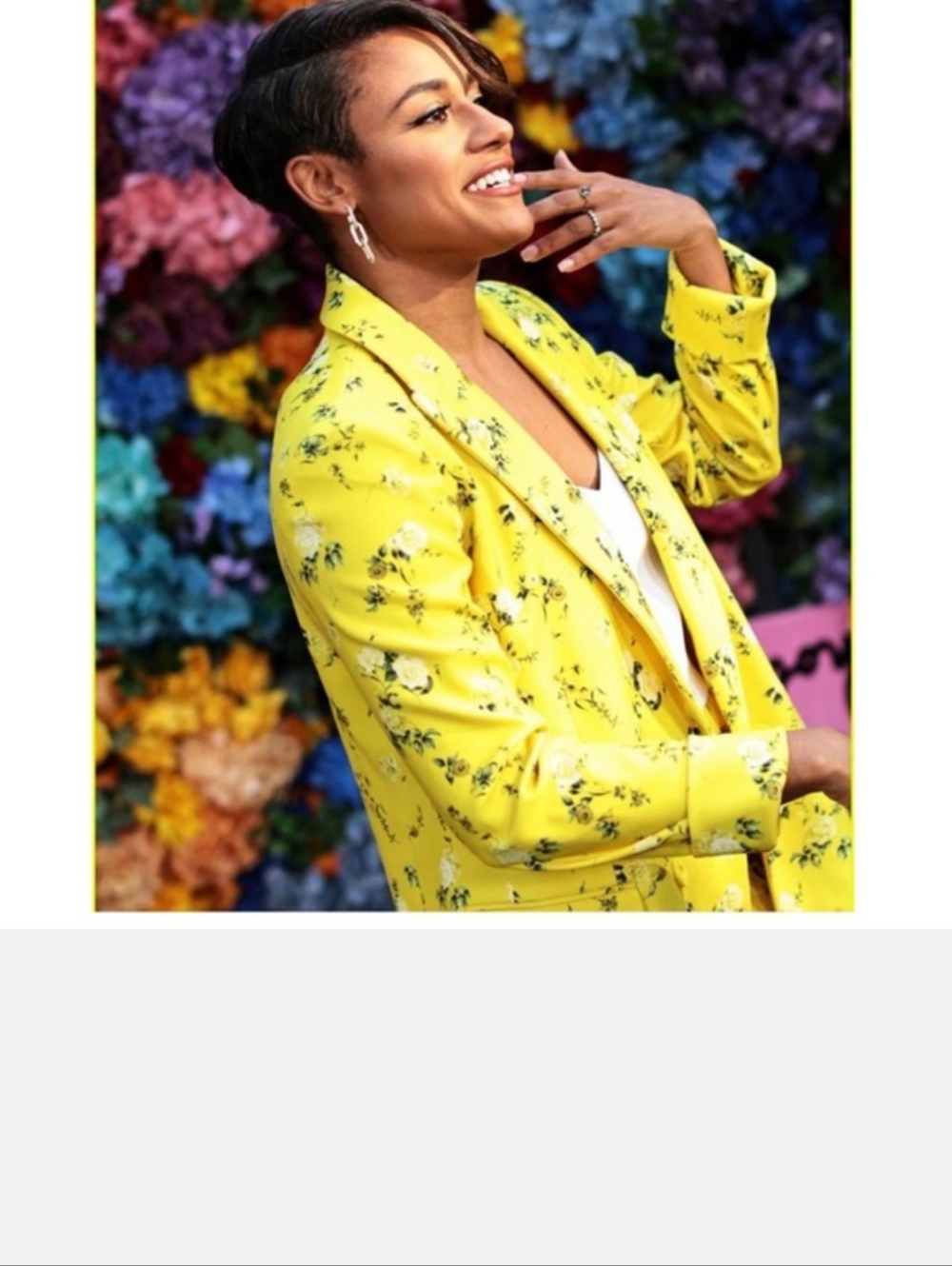 Alice + Olivia 'Justin' yellow floral boyfriend blazer Sz 12 ( No Shorts ) - Picture 7 of 12